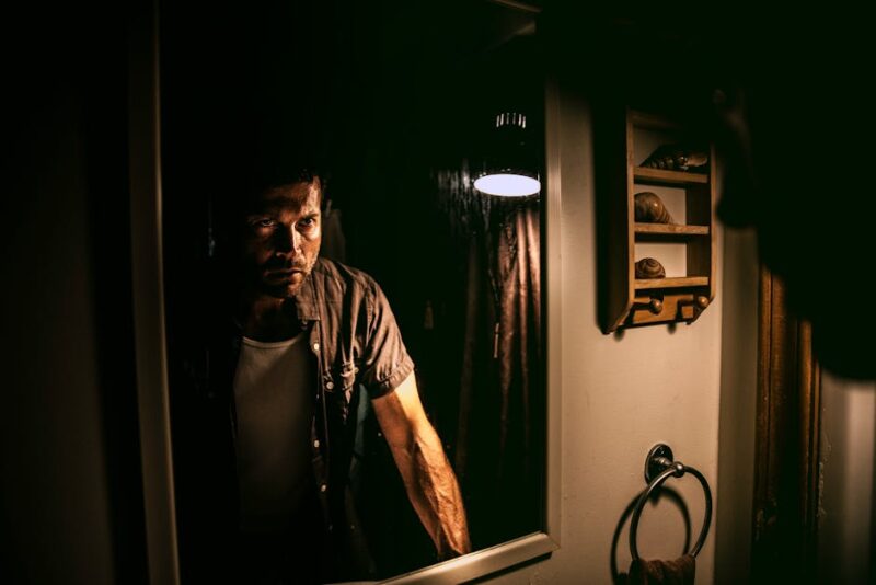 dark bathroom interior photo