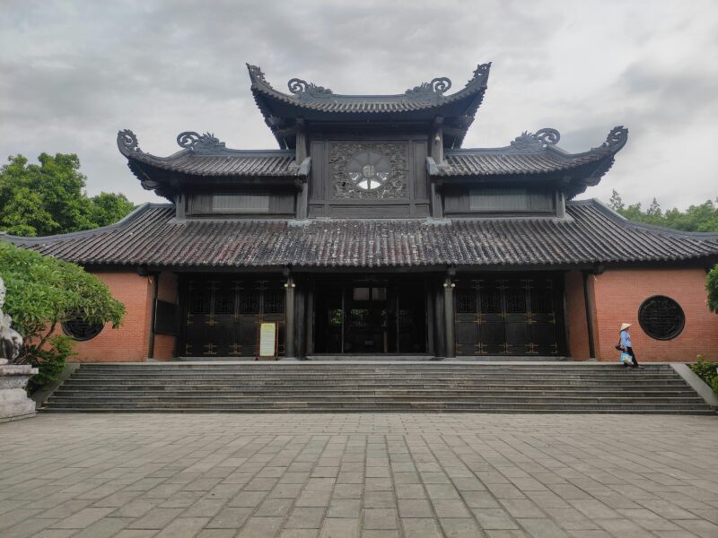 Traditional Vietnamese pagoda with unique roof design