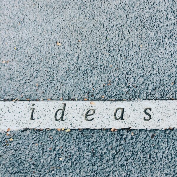 Ideas carved on concrete surface