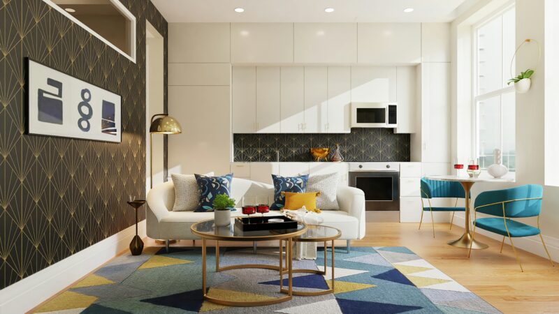 White and brown living room set