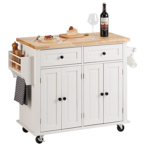 VEVOR Kitchen Island Cart with Solid Wood Top