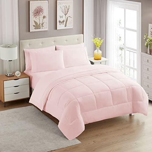 Sweet Home Collection 5 Piece Comforter Set Bag Solid Color All Season Soft Down Alternative Blanket & Luxurious Microfiber Bed Sheets