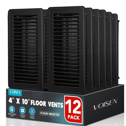 VOISEN Floor Register - 12 Pack Black Floor Vent Covers