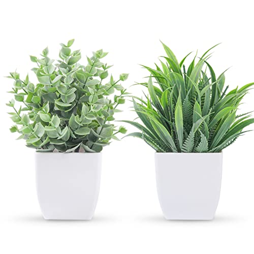 Der Rose 2 Pack Small Fake Plants Mini Artificial Potted Plants