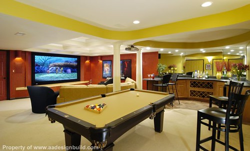 Custom Design and Remodeling with Pool Table and Lighting Ideas