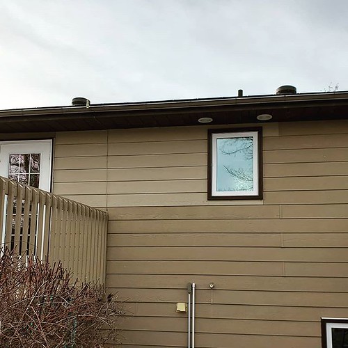 Big shout out to Mother Nature for warm weather to patch up siding and replace soffit.