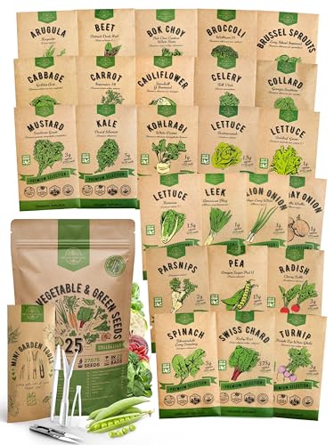 Organo Republic 25 Winter Vegetable & Green Seeds Variety Pack