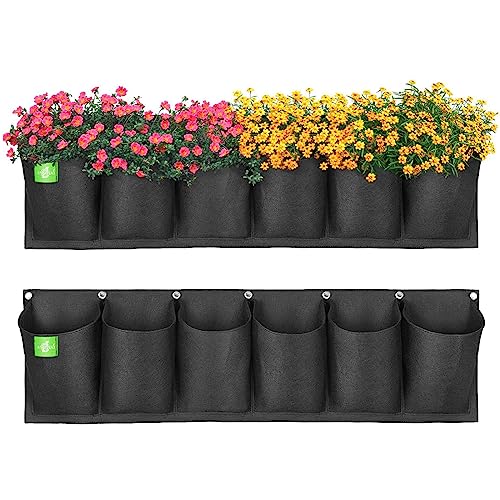 ANGTUO 6 Pockets Hanging Planters for Outdoor Plants