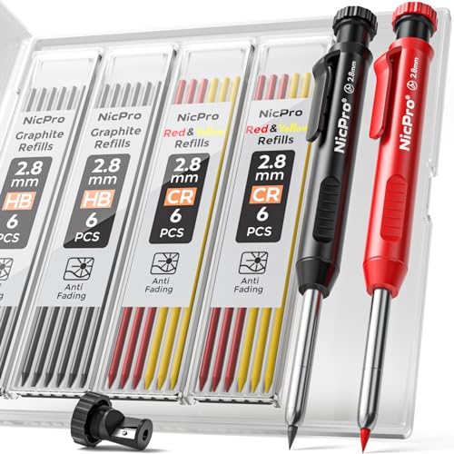 Nicpro Carpenter Pencil with Sharpener