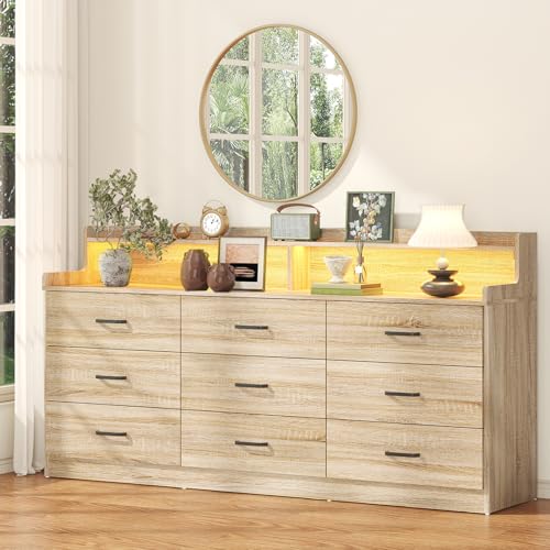 Bigbiglife 9 Drawer Dresser with Built-in Power Outlet