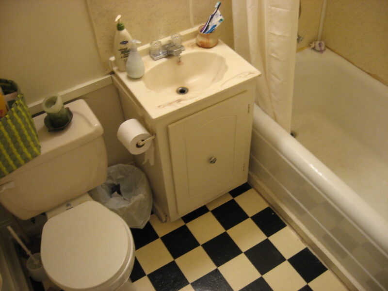 tiny bathroom.