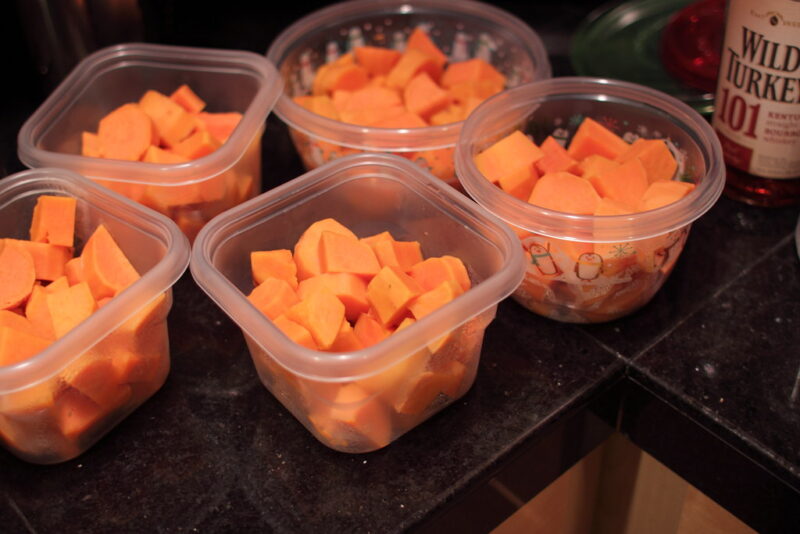 K9 sweet potatoes in a container.