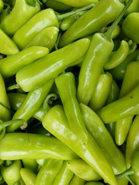 Fresh and vibrant green chili peppers