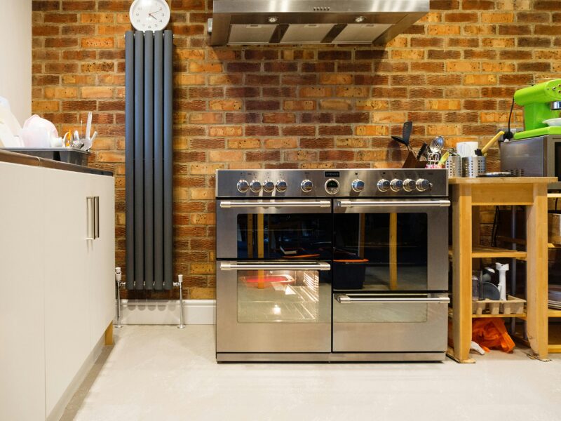 Modern kitchen interior with stainless steel oven