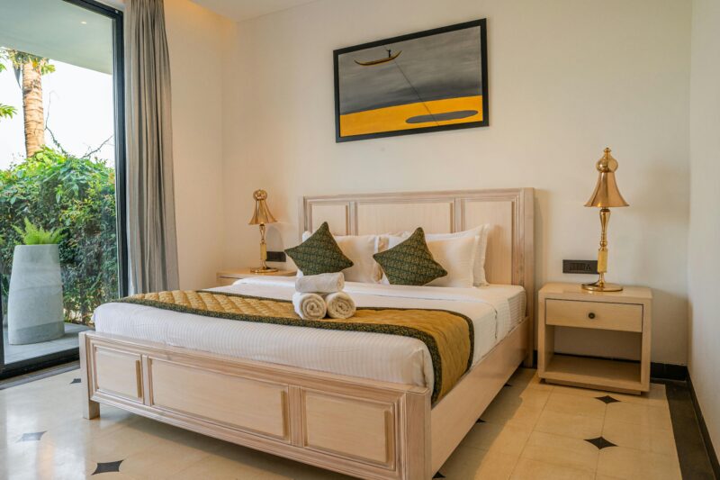 Luxury hotel room with modern decor