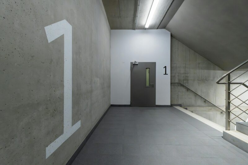 Concrete Stairwell Floor Number One Underground Garage