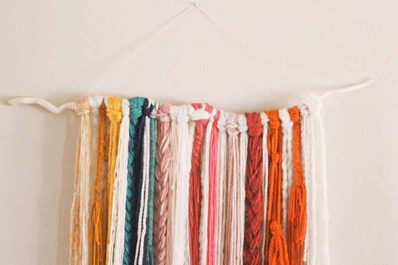 Orange and pink yarns.