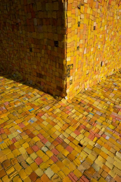 Brown and beige brick wall