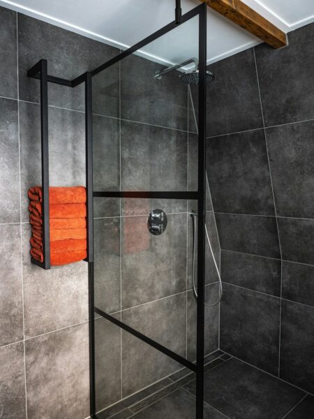 Stainless steel framed shower stall
