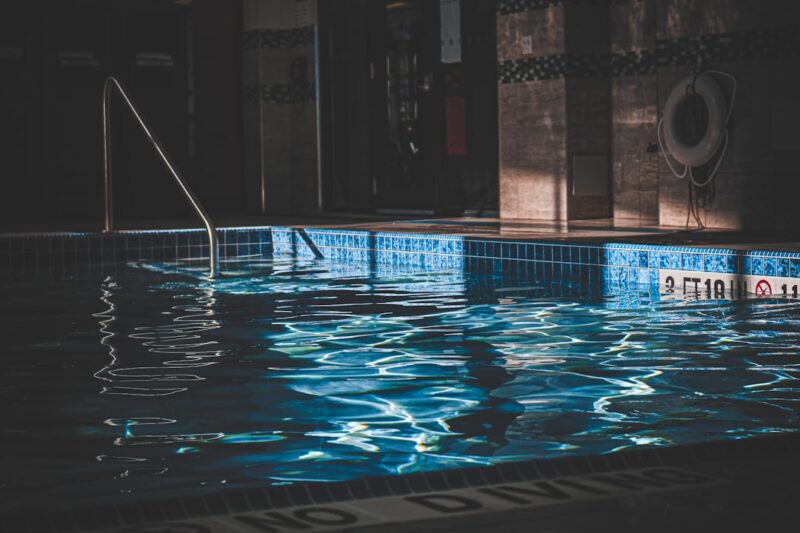 A pool with a slide.