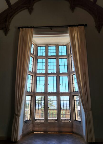 A large open window in a large room.