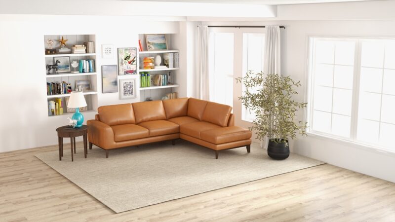 Mayfair genuine leather sectional sofa with solid built for urban living.