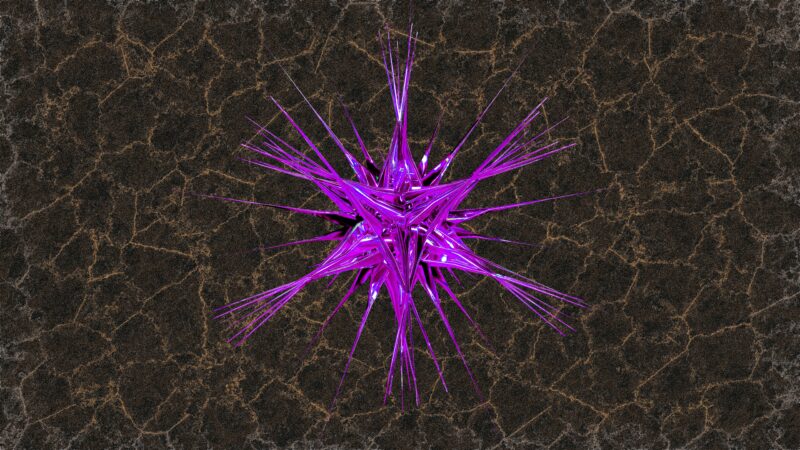 A purple crystal radiates energy.