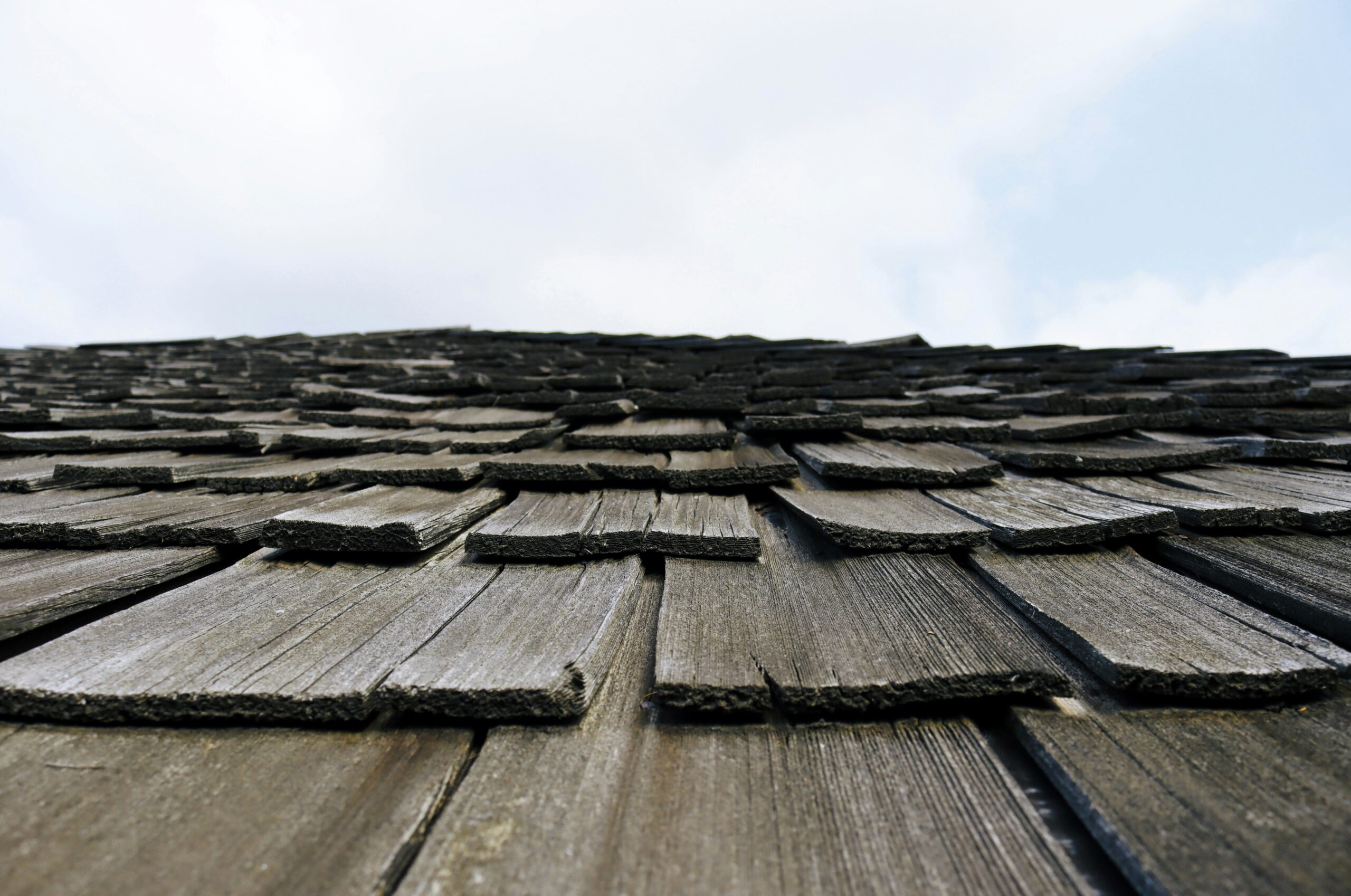 A roof with shingles