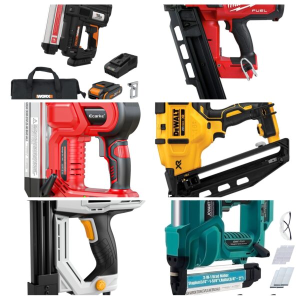Worx Nitro 20V 18GA Cordless Brad Nailer, Cordless Nail Gun, Nail Gun Battery Powered, Up to 2 Inch, Tool-Free Jam Release, Trimming & Molding, Baseboard WX842L PowerShare – Battery, Charger Included