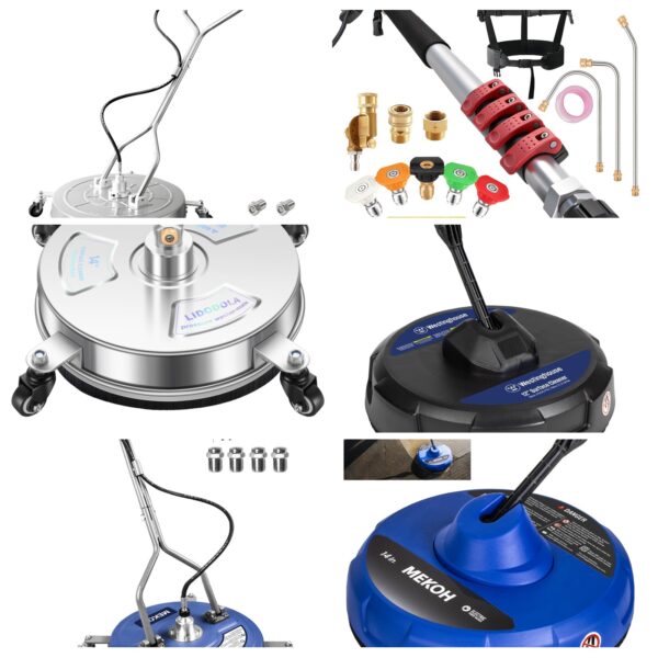 janz 24" Pressure Washer Surface Cleaner with 4 Wheels,Dual Handle,Stainless Steel Housing, 2 Hose Adapters and 4 Replacement Nozzles, Ideal for Cleaning Driveways, Sidewalks,Patios,Decks