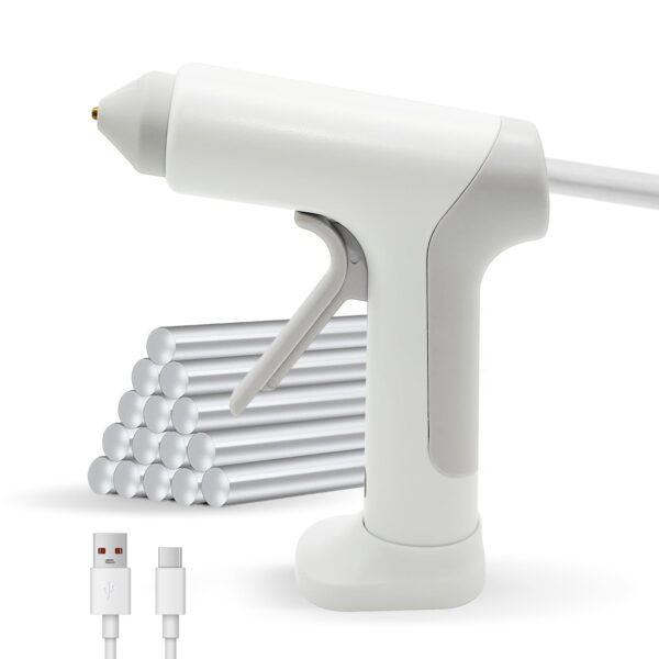 Cordless Hot Glue Gun, 15s Rapid Heat-Up, Rechargeable Battery, USB-C Fast Charging, Smart Temp Control, Includes 20 Glue Sticks for DIY Crafts, Home Repairs & School Projects