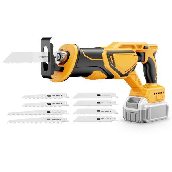 Reciprocating Saw Cordless for De-walt 20V Battery, Brushless Cordless Sawzall with Variable Speed(Max 3500SPM), 8 Blades, 1-1/8" Stroke Length, Tool‑Free Blade Change, for Wood PVC Metal Pipe Cutting