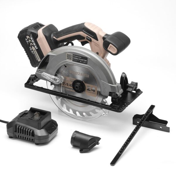 18.5V Cordless Circular Saw Kit - 7-1/4-Inch Blade, 5000RPM, 45° Bevel for Woodworking​ (Battery & Charger)