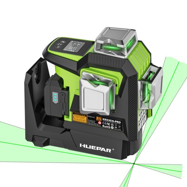 Huepar 360 Laser Level with Electric Pivot Around Point Fine Adjustment Rotating Base, Remote Control, Rechargeable Battery, 1/13" High precision Self Leveling Lazer Leveler, Pluse Mode