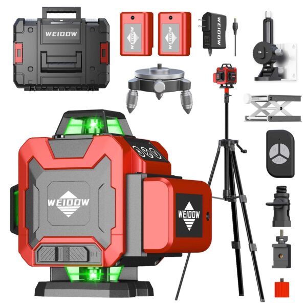 16 Lines Self-Leveling Laser Level with Tripod, 4x360°4D Green Cross Line Vertical & Horizontal Laser for Construction,Home Renovation,Remote Controller&Durable Case(<1mw)