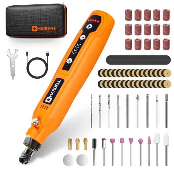 HARDELL Mini Cordless Rotary Tool, 5-Speed and USB Charging Rotary Tool Kit with 69 Accessories, Multi-Purpose 3.7V Power Rotary Tool for Sanding, Polishing, Drilling, Etching, Engraving, DIY Crafts