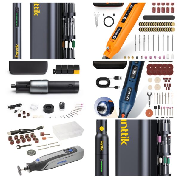 Fanttik F2 Master Mini Cordless Rotary Tool Kit, NeoPulse Motor, 5 Speed, 25000 RPM, Revostor Hub, 35 Accessories, Engraving Pen, for 3D Printer Sanding, Polishing, Drilling, Carving, DIY Crafts
