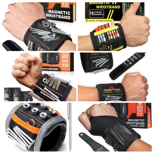 RAK Magnetic Wristband Gifts for Men - Premium Tool Belt for Holding Screws Nails with Powerful Magnets, Valentine's Day Gift for Men, Cool Gadgets Stuff Birthday Gifts for Dad, Husband, Grandpa, Him