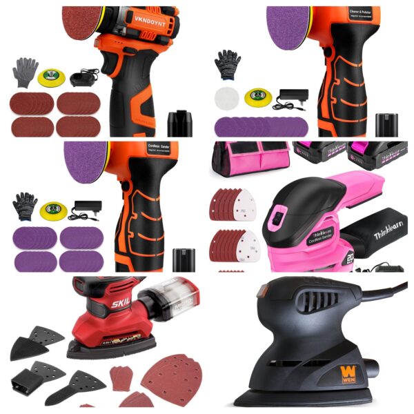 Brushless Small Sander with 36PCS Sandpapers, 2 Variable Speed Cordless Sander (0-500/0-3000 RPM), 3.0Ah Battery, Mini Compact Design Electric Sander for Wood, Metal, Paint Removal, and DIY Projects