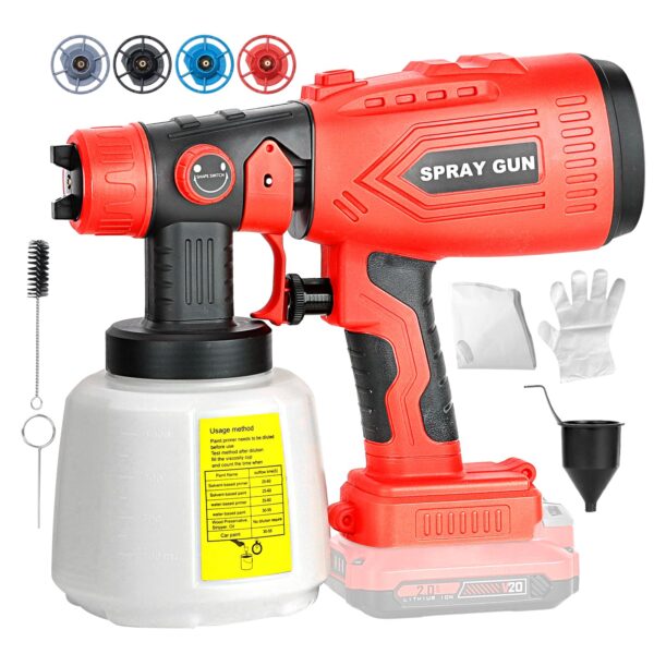 Cordless Paint Sprayer for Craftsman 20V Battery, Handheld Paint Gun with 3 Spray Patterns & 4 Nozzles, Ideal for DIY Projects, House Painting, Furniture & More (No Battery Included)