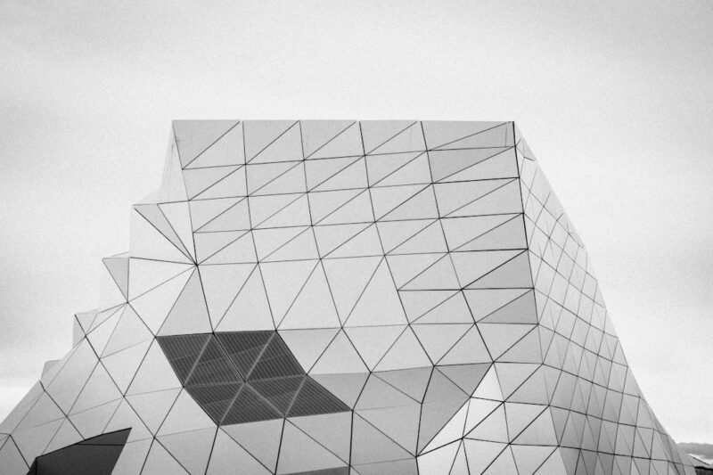 white and black glass building