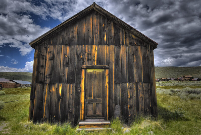 Weathered wooden building in Bodie Ghost Town, Bodie, California