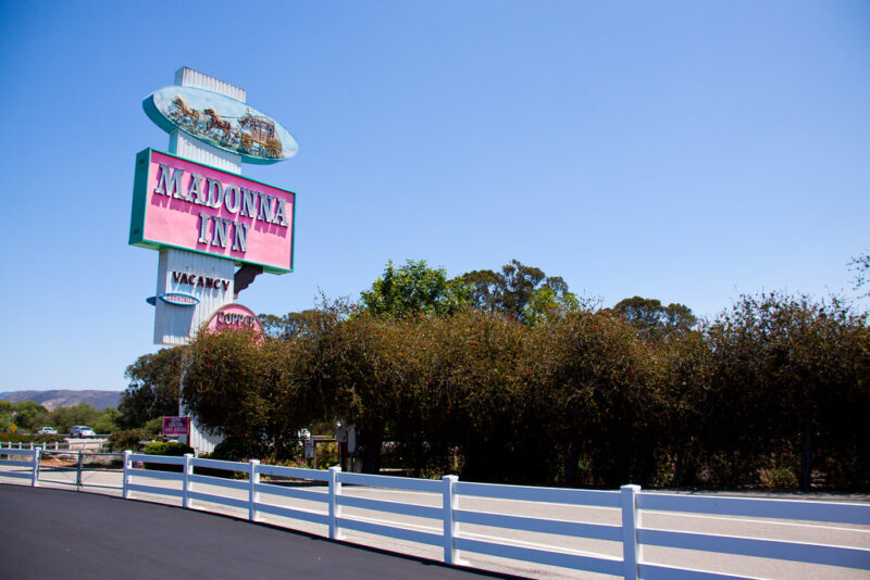 Highway Sign for The Madonna Inn - San Luis Obispo, California