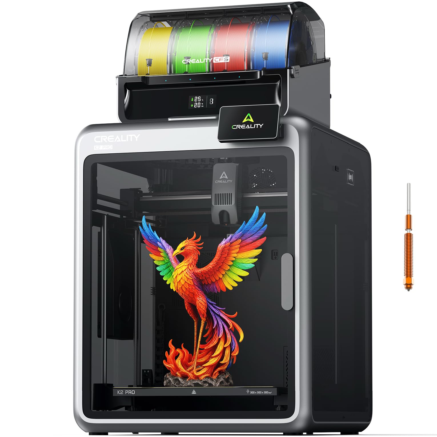 Creality K2 Pro Combo (A) 3D Printer, Multicolor 3D Printer with CFS, 600mm/s Max High-Speed, Dual AI Camera, Fully Assembled Auto Leveling, 300x300x300mm Large Print Volume, for Pros &amp; Hobbyist