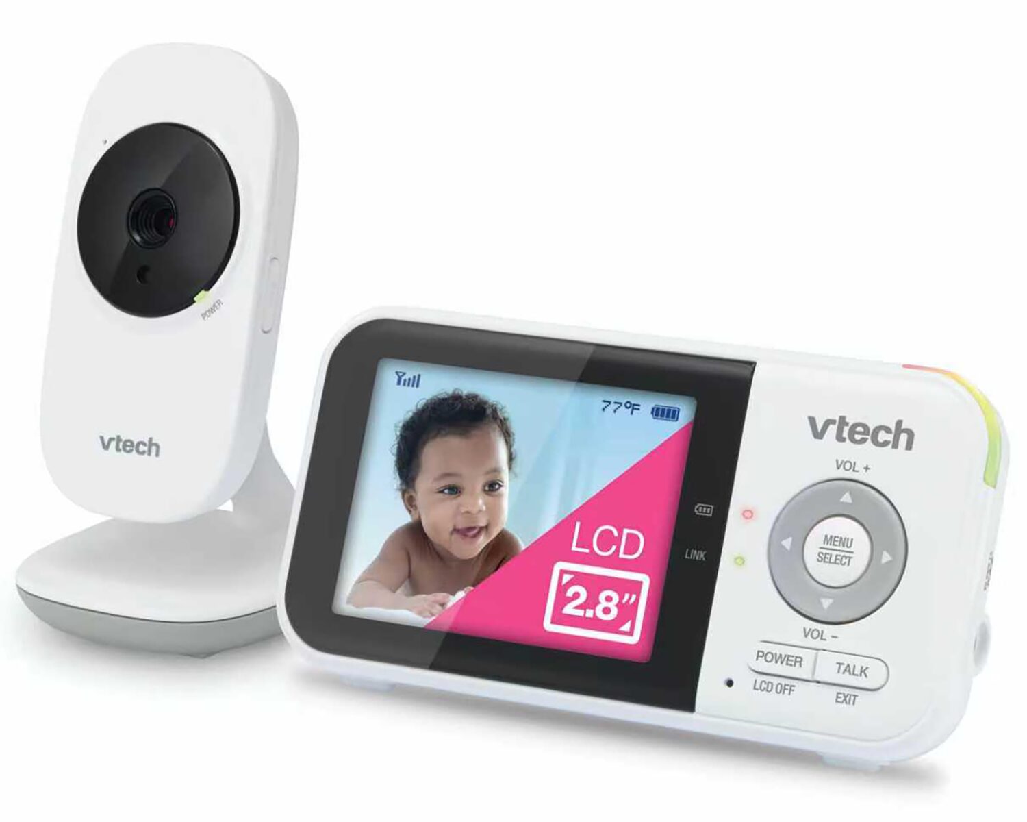 VTech Baby Monitor No WiFi – 19Hr Video Battery, 1000ft Range, Night Vision, Two-Way Talk, Temperature Sensor, Sound-Activated Screen, Lullabies | VM819