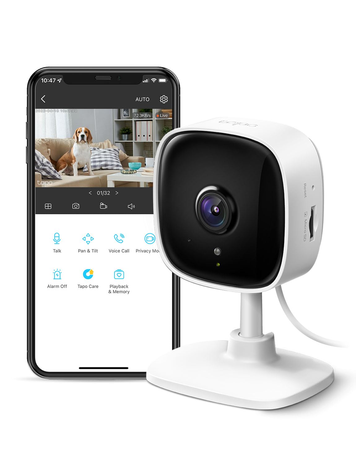 TP-Link Tapo 1080P Indoor Security Camera for Baby Monitor, Dog Camera w/Motion Detection, 2-Way Audio Siren, Night Vision, Cloud &amp; SD Card Storage, Works w/Alexa &amp; Google Home (Tapo C100)