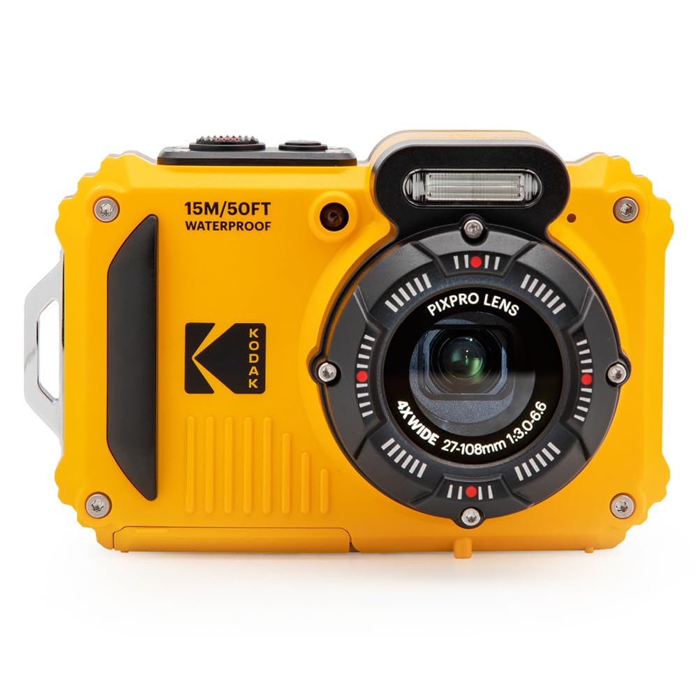 KODAK PIXPRO WPZ2 Waterproof Digital Camera, 16MP with 4X Optical Zoom, Shockproof, Dustproof, 1080p Video, Wi-Fi, Yellow