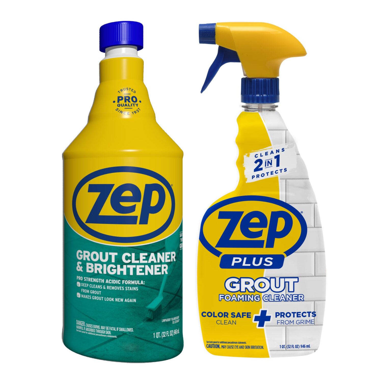 Zep Grout Cleaner and Brightener - ZU104632 - Deep Cleaning Formula Plus Grout Foaming Cleaner - R54212-2-in-1 benefits Deep Clean plus Everyday Clean &amp; Protect
