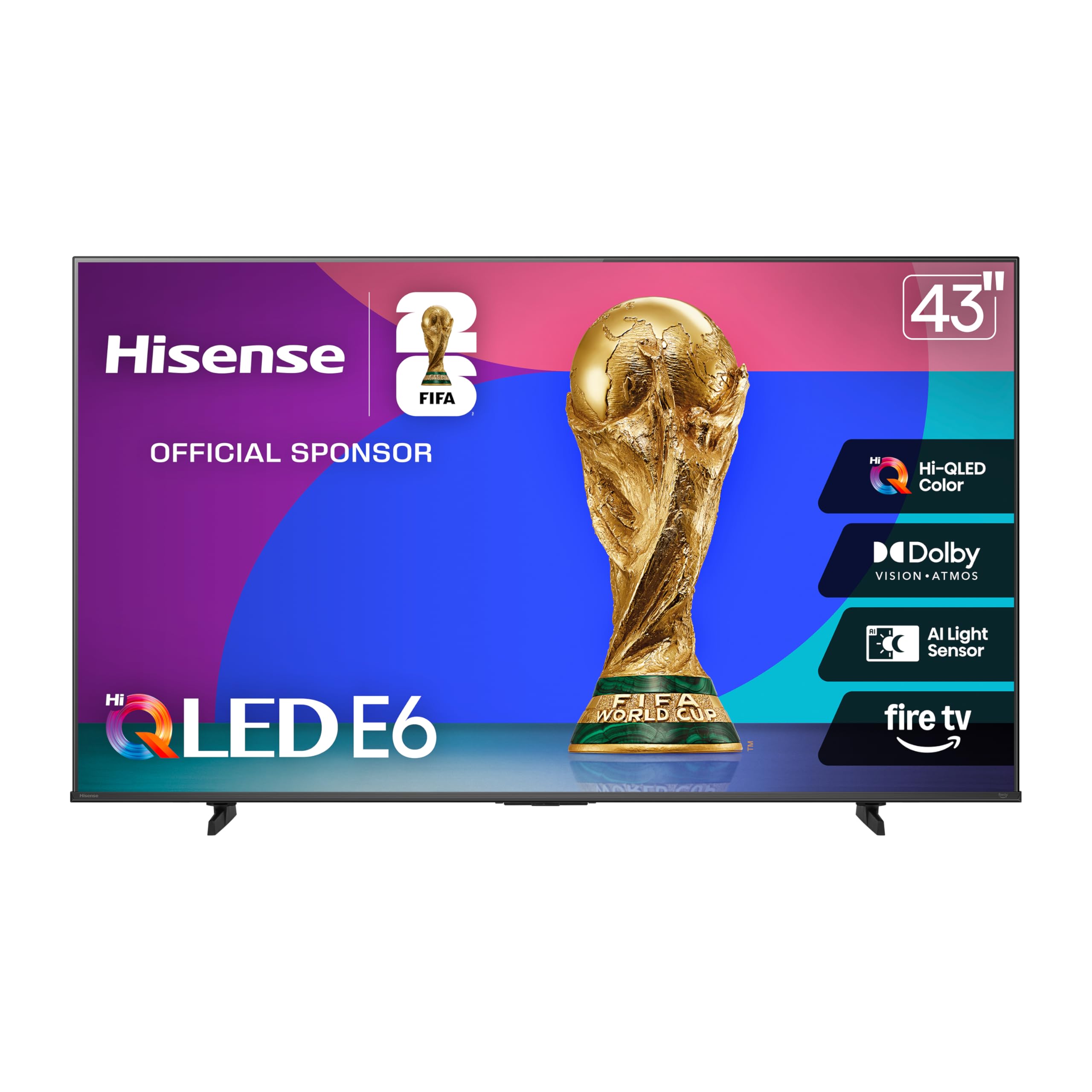 Hisense 43" E6 Cinema Series Hi-QLED 4K UHD Smart Fire TV (43E6QF) - AI Light Sensor, Dolby Vision · Atmos, Voice Remote with Alexa, Motion Rate 120, HDR 10+ Adaptive, Game Mode Plus