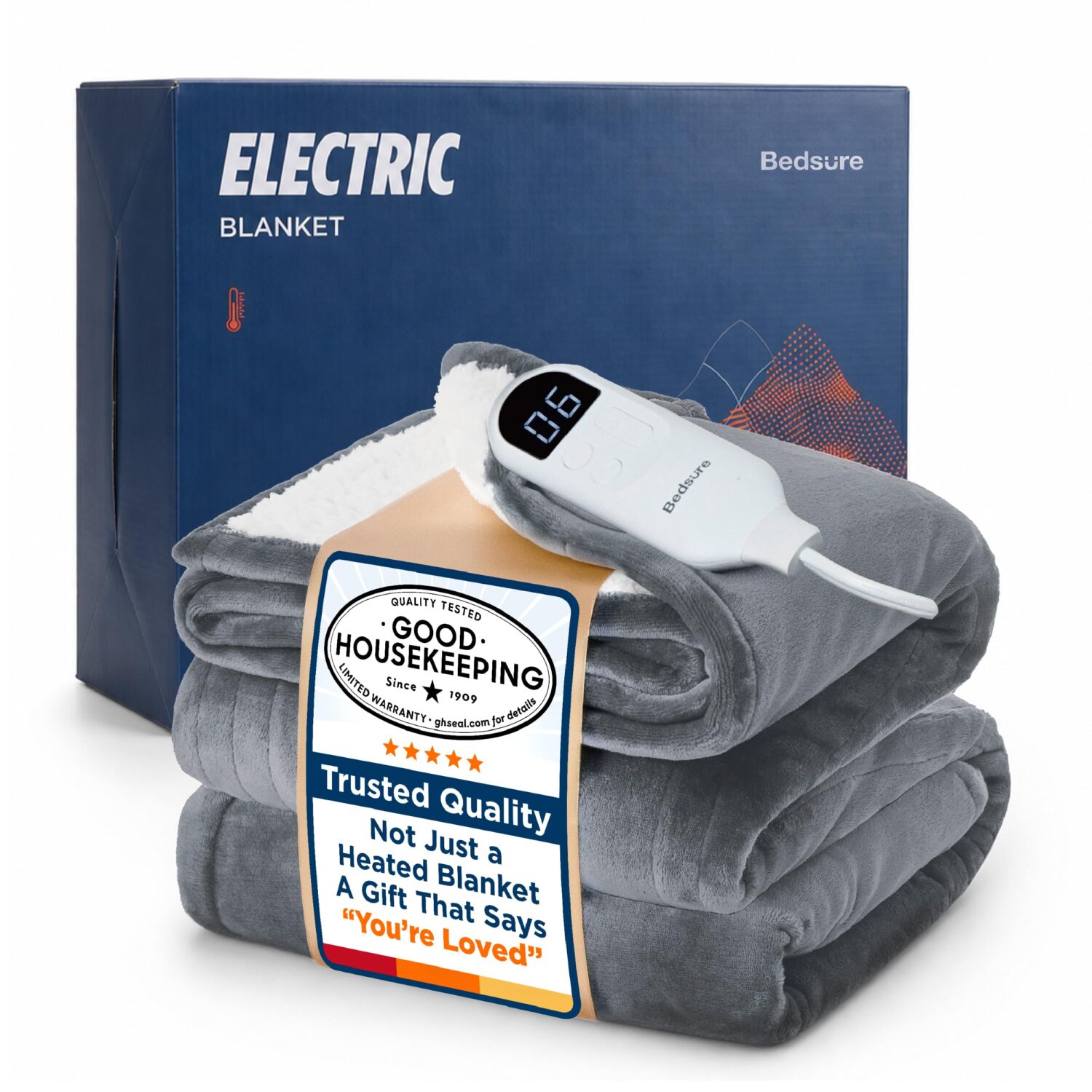 Bedsure Electric Blanket Twin with Preheat Function - Soft Flannel Heated Blanket Twin Size, Fast Heating with 6 Time Settings (Up to 10H) &amp; 6 Heat Settings, Gifts for Grandma (62x84 inches, Grey)